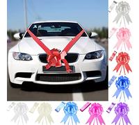 Time to Sparkle 1 Bow + 7M Ribbon Wedding Car Ribbon Decoration Kit Wrapping Large Bow (Red)