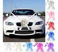 Time to Sparkle 1 Bow + 7M Ribbon Wedding Car Ribbon Decoration Kit Wrapping Large Bow (Silver)