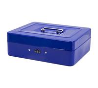 Time to Sparkle 10 inch Small Security Lock Box with Coin Tray Metal Material with Stainless Steel Handle 25 * 20 * 8.5cm Blue