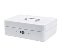 Time to Sparkle 10 inch Small Security Lock Box with Coin Tray Metal Material with Stainless Steel Handle 25 * 20 * 8.5cm White