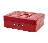 Time to Sparkle 10 inch Small Security Lock Box with Coin Tray Metal Material with Stainless Steel Handle 25 * 20 * 8.5cm Red