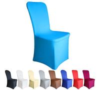 Time to Sparkle 10 Pack Chair Covers Spandex Lycra Stretch Slipcovers Dining Chair Cover Wedding Banquet Party Flat Front (Aqua Blue)
