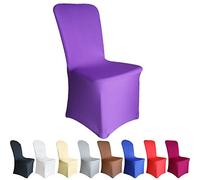 Time to Sparkle 10 Pack Chair Covers Spandex Lycra Stretch Slipcovers Dining Chair Cover Wedding Banquet Party Flat Front (Purple)