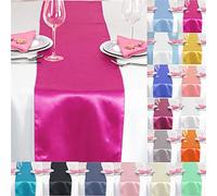 Time to Sparkle 10 Pack Satin Table Runners 12"x108"inch Chair Sashes Swags Wedding Party Table Decoration - Fuchsia