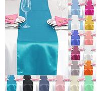 Time to Sparkle 10 Pack Satin Table Runners 12"x108"inch Chair Sashes Swags Wedding Party Table Decoration - Turquoise