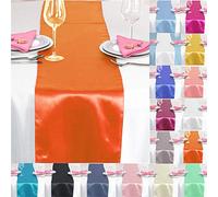 Time to Sparkle 10 Pack Satin Table Runners 12"x108"inch Chair Sashes Swags Wedding Party Table Decoration - Orange