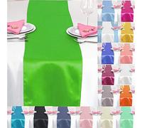 Time to Sparkle 10 Pack Satin Table Runners 12"x108"inch Chair Sashes Swags Wedding Party Table Decoration - Apple Green