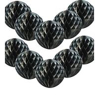 Time to Sparkle 10 Pack Tissue Paper Honeycomb Balls Table Centrepiece Lantern Garland Wedding Decoration | Ball-black, 8"(20cm) |