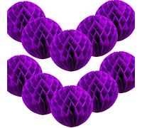 Time to Sparkle 10 Pack Tissue Paper Honeycomb Balls Table Centrepiece Lantern Garland Wedding Decoration | Ball-purple, 6"(15cm) |