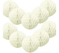 Time to Sparkle 10 Pack Tissue Paper Honeycomb Balls Table Centrepiece Lantern Garland Wedding Decoration | Ball-ivory, 10"(25cm) |
