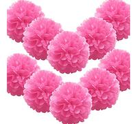Time to Sparkle 10 Pack Tissue Paper Pompoms Pom Poms Flower Handmade Wedding Party Decorations Balls | Hot Pink, 15"(38cm) |