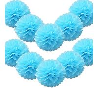 Time to Sparkle 10 Pack Tissue Paper Pompoms Pom Poms Flower Handmade Wedding Party Decorations Balls | Aqua Blue, 15"(38cm) |