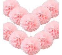 Time to Sparkle 10 Pack Tissue Paper Pompoms Pom Poms Flower Handmade Wedding Party Decorations Balls | Light Pink, 12"(30cm) |