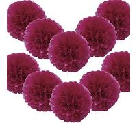 Time to Sparkle 10 Pack Tissue Paper Pompoms Pom Poms Flower Handmade Wedding Party Decorations Balls | Burgundy, 8"(20cm) |