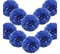 Time to Sparkle 10 Pack Tissue Paper Pompoms Pom Poms Flower Handmade Wedding Party Decorations Balls | Royal Blue, 15"(38cm) |