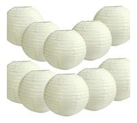 Time to Sparkle 10 Pack Tissue Paper Round Lanterns LampShade Lamp Shade Wedding Birthday Party Decoration | Ivory, 10"(25cm) |