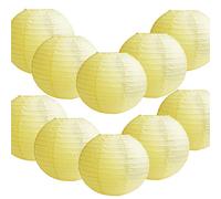 Time to Sparkle 10 Pack Tissue Paper Round Lanterns LampShade Lamp Shade Wedding Birthday Party Decoration | Gold Yellow, 14"(35cm) |