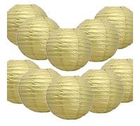 Time to Sparkle 10 Pack Tissue Paper Round Lanterns LampShade Lamp Shade Wedding Birthday Party Decoration | Metal Gold, 8"(20cm) |