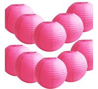 Time to Sparkle 10 Pack Tissue Paper Round Lanterns LampShade Lamp Shade Wedding Birthday Party Decoration | Rose Red, 16"(40cm) |
