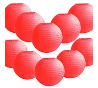 Time to Sparkle 10 Pack Tissue Paper Round Lanterns LampShade Lamp Shade Wedding Birthday Party Decoration | Red, 16"(40cm) |