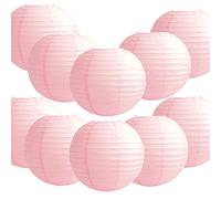 Time to Sparkle 10 Pack Tissue Paper Round Lanterns LampShade Lamp Shade Wedding Birthday Party Decoration | Light Pink, 16"(40cm) |