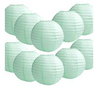 Time to Sparkle 10 Pack Tissue Paper Round Lanterns LampShade Lamp Shade Wedding Birthday Party Decoration | Mint Green, 12"(30cm) |