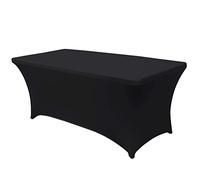 Time to Sparkle 10 PCS 4ft Stretch Spandex Table Cover for Standard Folding Tables - Universal Rectangular Fitted Tablecloth Protector for Wedding, Banquet and Party (Black)