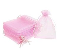 Time to Sparkle 100 Pack Organza Gift Bags Wedding Party Favour Jewellery Packing Pouches, Baby Pink, 9x12cm