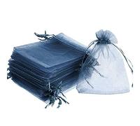 Time to Sparkle 100 Pcs Organza Gift Bags - Navy Blue 15x20cm
