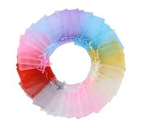 Time to Sparkle 100 Pieces Organza Gift Bags Oragnza Wedding Favour Bags Jewellery Pouches Packing (Mix Pastel, 7x9cm)