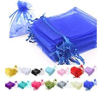 Time to Sparkle 100 Pieces Pouches Organza Gift Bags Oragnza Wedding Favour Bags Jewellery Packing (Royal Blue, 10x15cm)