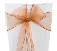 Time to Sparkle 100PCS 17x280cm Organza Chair Sashes Wider Fuller Cover Party Decoration Bow Sashes for Wedding -Chocolate
