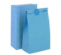 Time to Sparkle 100PCS Party Bag Kraft Paper with 120 Stickers Kids Party Gift Sweet Bags for Class Party Favors Girls Boys Birthday Wedding Christmas Halloween, 130X80X240mm, Blue