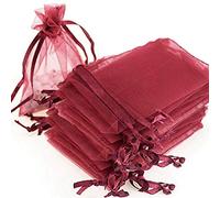 Time to Sparkle 100pcs Pouches Organza Gift Bags Oragnza Wedding Party Favour Jewellery, 15x20cm, Burgundy