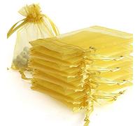 Time to Sparkle 100pcs Pouches Organza Gift Bags Oragnza Wedding Party Favour Jewellery, 17x23cm, Gold