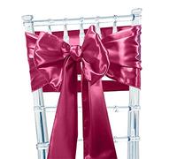 Time to Sparkle 100pcs Satin Chair Cover Sashes Bow Tie Ribbon Table Runner Wedding Reception Decoration - Burgundy