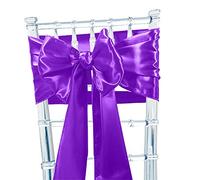 Time to Sparkle 100pcs Satin Chair Cover Sashes Bow Tie Ribbon Table Runner Wedding Reception Decoration - Purple