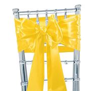 Time to Sparkle 100pcs Satin Chair Cover Sashes Bow Tie Ribbon Table Runner Wedding Reception Decoration - Gold