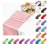Time to Sparkle 10PCS 12x108inch Satin Table Runner for Wedding Festival Party Table Decoration (Pink)