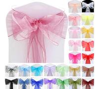 Time to Sparkle 10pcs 22x280cm Persian Pink Organza Sashes Wider Sash Fuller Bows Chair Cover Bows Sash for Wedding Party Birthday Decoration