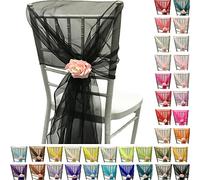 Time to Sparkle 10pcs 65cm X 275cm Organza Sash Hood Sash Chair Cover Bows Wider Sash Fuller Bows Wedding Party -Black