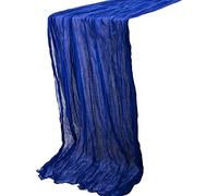Time to Sparkle 10PCS Cheesecloth Table Runner 90X400CM Vintage Gauze Romantic Table Runner for Wedding Bridal Shower Birthday Party Table Decor Royal Blue