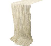 Time to Sparkle 10PCS Cheesecloth Table Runner 90X400CM Vintage Gauze Romantic Table Runner for Wedding Bridal Shower Birthday Party Table Decor Ivory