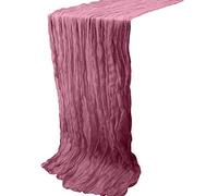 Time to Sparkle 10PCS Cheesecloth Table Runner 90X400CM Vintage Gauze Romantic Table Runner for Wedding Bridal Shower Birthday Party Table Decor Pink Purple