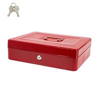 Time to Sparkle 12 Inch Small Lock Box Money Safe with Tray (Red)