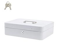 Time to Sparkle 12 Inch Small Lock Box Money Safe with Tray (White)