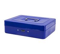 Time to Sparkle 12 inch Small Security Lock Box with Coin Tray Metal Material with Stainless Steel Handle 22 * 30 * 9cm Blue