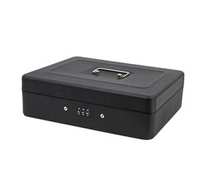 Time to Sparkle 12 inch Small Security Lock Box with Coin Tray Metal Material with Stainless Steel Handle 22 * 30 * 9cm Matt Black