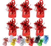 Time to Sparkle 12 Pack Heavy Balloon Weights Foil Helium Latex Balloon Weight Fountain Table Floor Tassle Cone 170g/pc Birthday Party Accessory (Weight-Red)