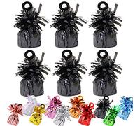 Time to Sparkle 12 Pack Heavy Balloon Weights Foil Helium Latex Balloon Weight Fountain Table Floor Tassle Cone 170g/pc Birthday Party Accessory (Weight-Black)